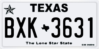 TX license plate BXK3631