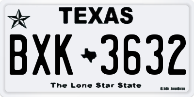 TX license plate BXK3632