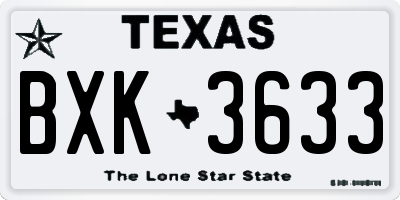 TX license plate BXK3633