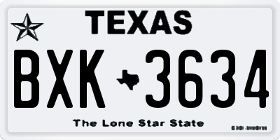 TX license plate BXK3634