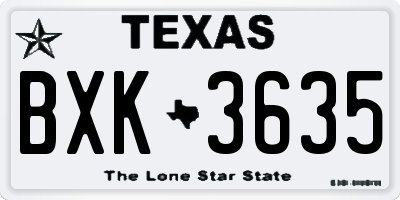 TX license plate BXK3635