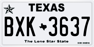 TX license plate BXK3637