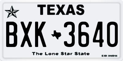 TX license plate BXK3640