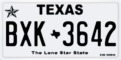 TX license plate BXK3642