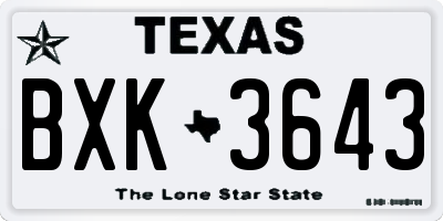TX license plate BXK3643