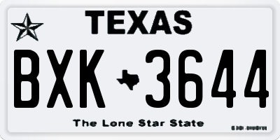 TX license plate BXK3644