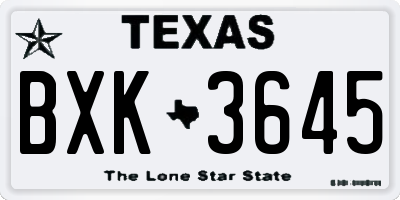 TX license plate BXK3645