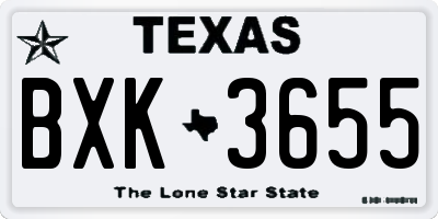 TX license plate BXK3655