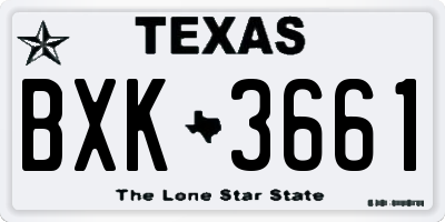 TX license plate BXK3661