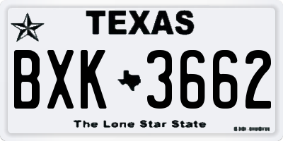 TX license plate BXK3662