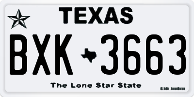 TX license plate BXK3663