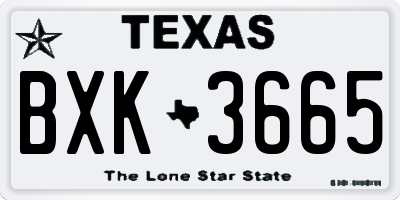 TX license plate BXK3665