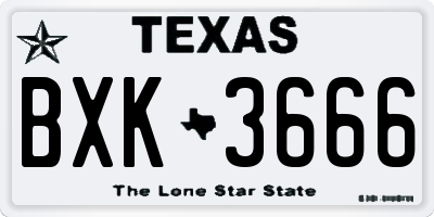 TX license plate BXK3666