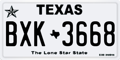 TX license plate BXK3668