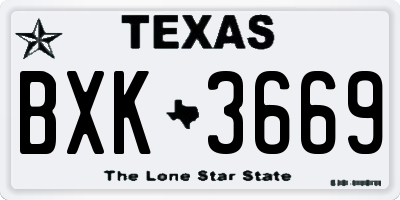 TX license plate BXK3669