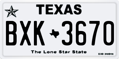 TX license plate BXK3670