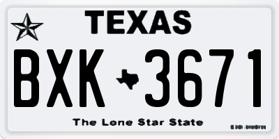 TX license plate BXK3671