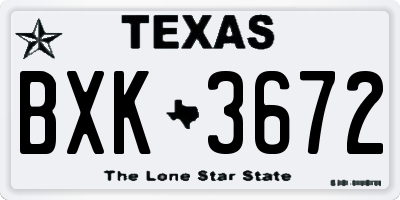 TX license plate BXK3672