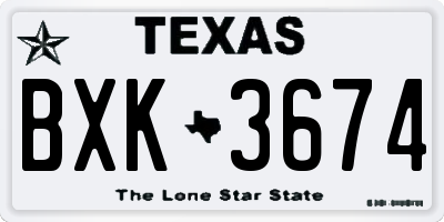 TX license plate BXK3674