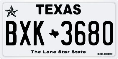 TX license plate BXK3680