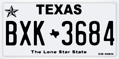 TX license plate BXK3684