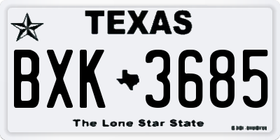 TX license plate BXK3685