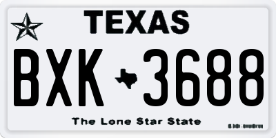 TX license plate BXK3688