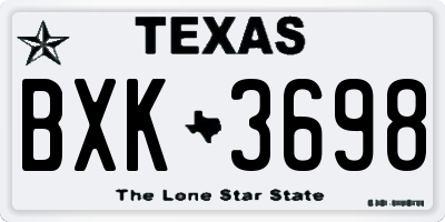 TX license plate BXK3698