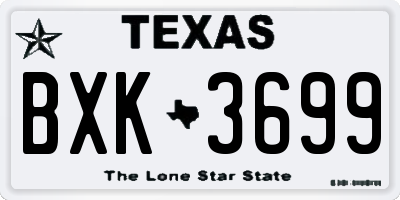 TX license plate BXK3699
