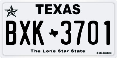 TX license plate BXK3701