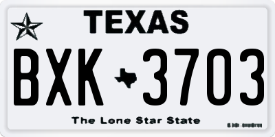 TX license plate BXK3703