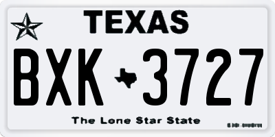 TX license plate BXK3727
