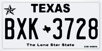 TX license plate BXK3728