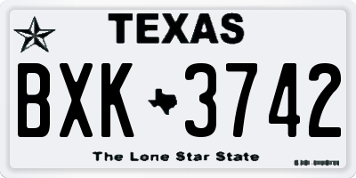 TX license plate BXK3742