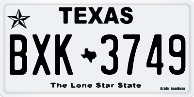TX license plate BXK3749