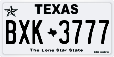 TX license plate BXK3777