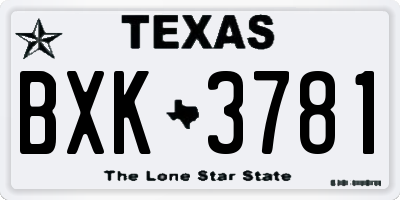 TX license plate BXK3781