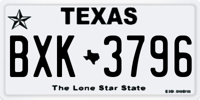 TX license plate BXK3796