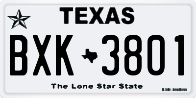 TX license plate BXK3801