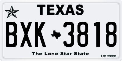 TX license plate BXK3818