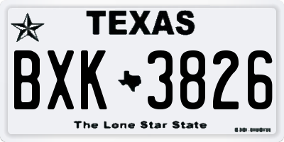 TX license plate BXK3826