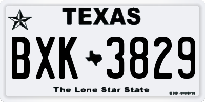 TX license plate BXK3829
