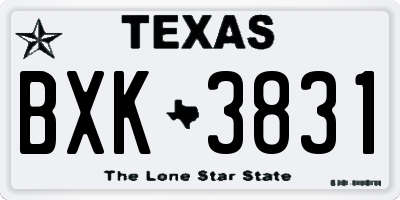 TX license plate BXK3831