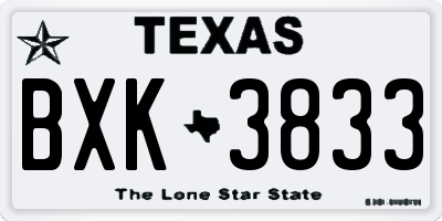 TX license plate BXK3833