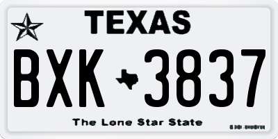 TX license plate BXK3837