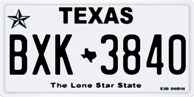 TX license plate BXK3840
