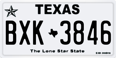 TX license plate BXK3846
