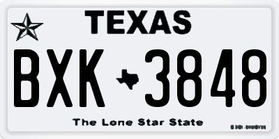 TX license plate BXK3848