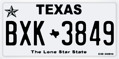TX license plate BXK3849