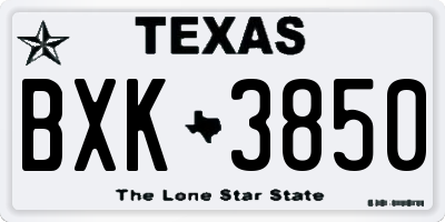 TX license plate BXK3850